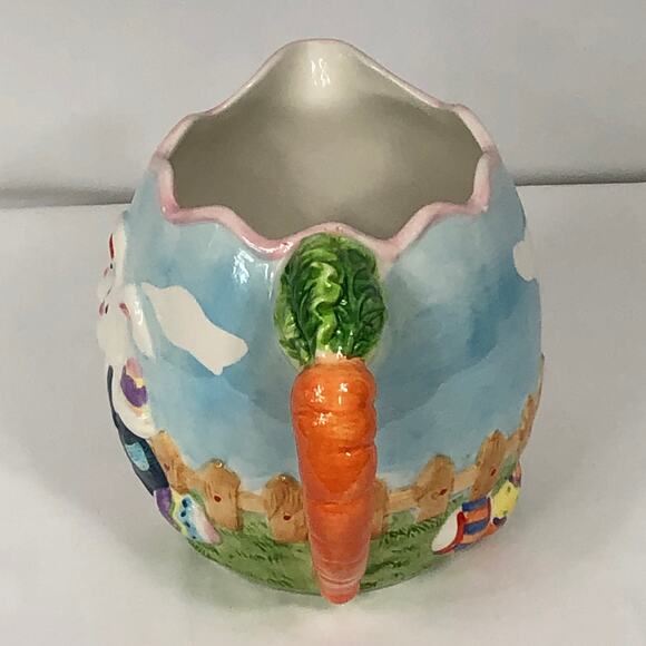 GKA Collector's Rabbit Couple Easter Egg Hunt Water Juice Pitcher Jug 7" Tall - Picture 3 of 11